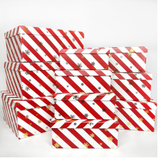 Новорічні подарункові коробки “Candy Stripe” 10 шт прямокутні