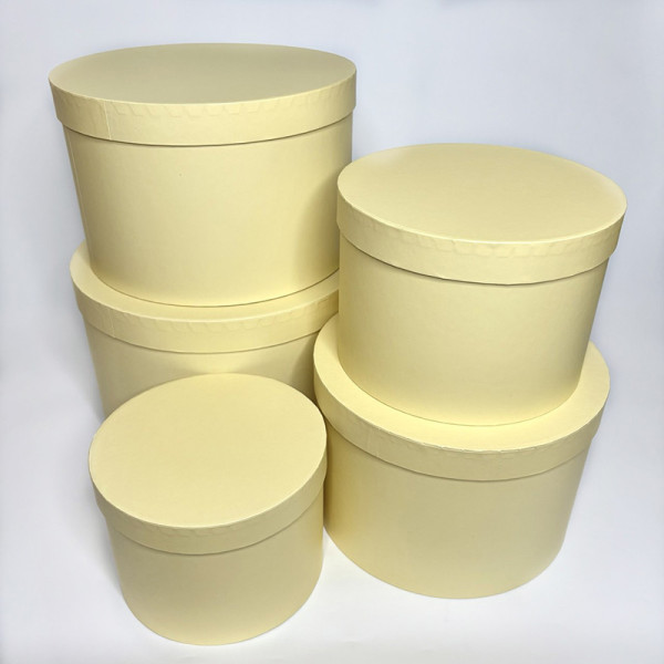 Набір подарункових круглих коробок — 5 штук Міні жовтого кольору