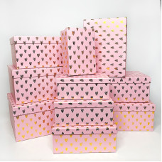 Подарункові коробки набір 10 шт рожеві «Hearts»
