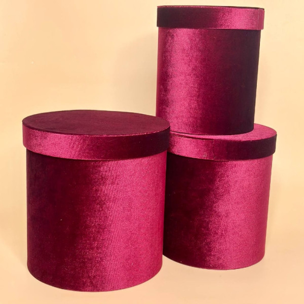 Подарункові коробки “Velvet ”  (набір із 3 шт.) бордового кольору