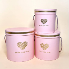Набір круглих подарункових коробок “Just For You” — 3 штуки рожевого кольору
