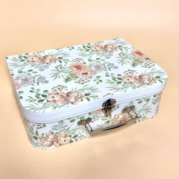 Набір коробок-скриньок з ручкою квітковий дизайн білого кольору