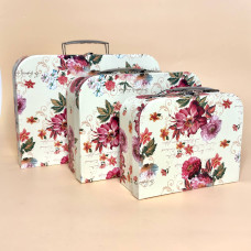 Набір коробок-скриньок з ручкою квітковий дизайн кремового кольору