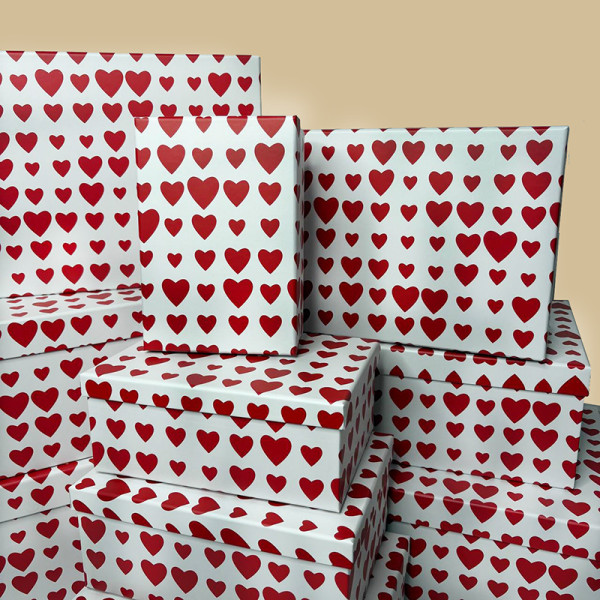 Подарункові коробки 10 шт з принтом «Серця» 