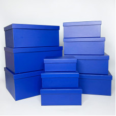 Набір прямокутних подарункових коробок однотонних (10 шт) синього кольору