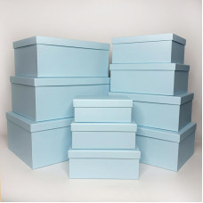 Набір прямокутних подарункових коробок однотонних (10 шт) блакитного кольору