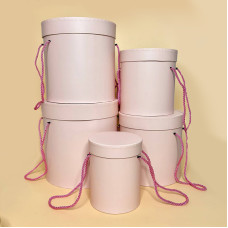 Набір круглих подарункових коробок з кришкою колір рожевий