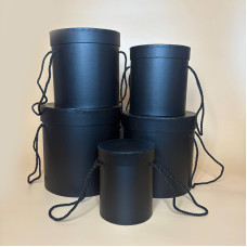 Набір круглих подарункових коробок з кришкою колір чорний