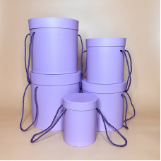Набір круглих подарункових коробок з кришкою колір бузковий