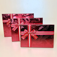 Набір прямокутних подарункових коробок з бантом червоного кольору