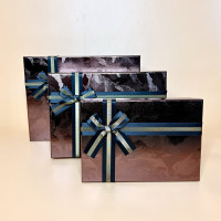 Набір прямокутних подарункових коробок з бантом шоколадного кольору