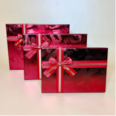 Набір прямокутних подарункових коробок з бантом червоного кольору