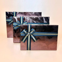 Набір прямокутних подарункових коробок з бантом шоколадного кольору