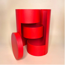 Подарункова циліндрична коробка з відділеннями для квітів і подарунків червона