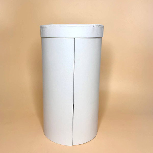 Подарункова циліндрична коробка з відділеннями для квітів і подарунків біла