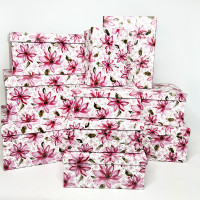 Набір прямокутних подарункових коробок з тропічними квітами"Лілія" — 10 шт