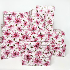 Набір прямокутних подарункових коробок з тропічними квітами"Лілія" — 10 шт