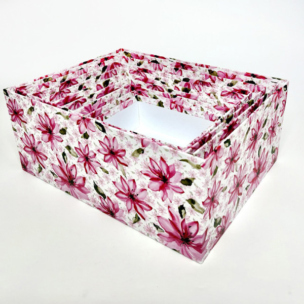 Набір прямокутних подарункових коробок з тропічними квітами"Лілія" — 10 шт