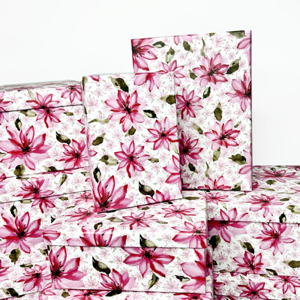 Набір прямокутних подарункових коробок з тропічними квітами"Лілія" — 10 шт