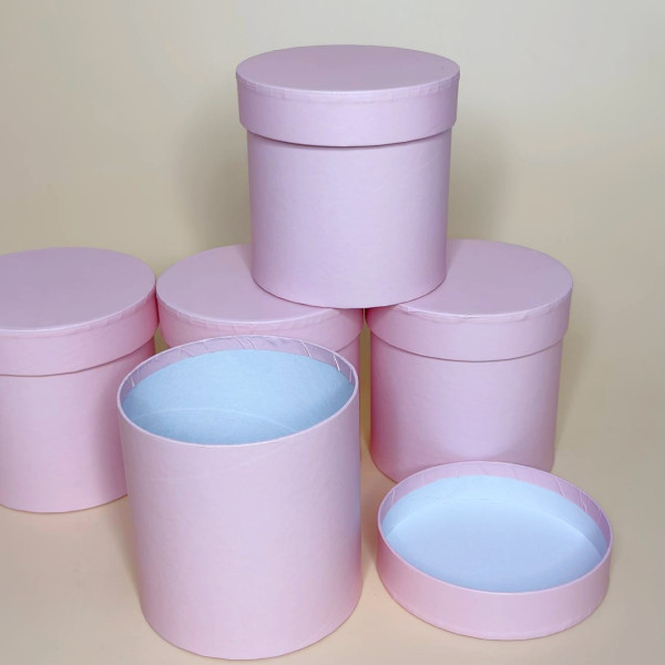 Набір круглих подарункових коробок (5 шт) рожевого кольору