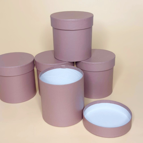 Набір круглих подарункових коробок (5 шт) кольору фрез