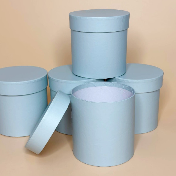 Набір круглих подарункових коробок (5 шт) бірюзового кольору