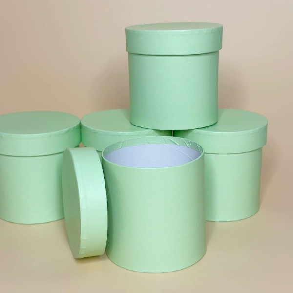 Набір круглих подарункових коробок (5 шт) фісташкового кольору