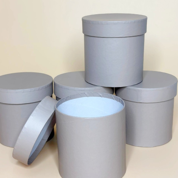 Набір круглих подарункових коробок (5 шт) кольору тауп