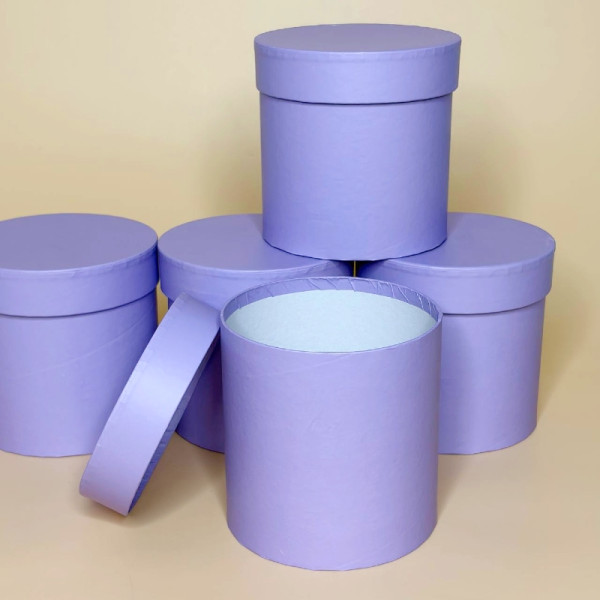 Набір круглих подарункових коробок (5 шт) бузкового кольору