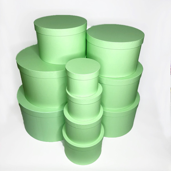 Набір круглих подарункових коробок “Classic Mono” салатового кольору