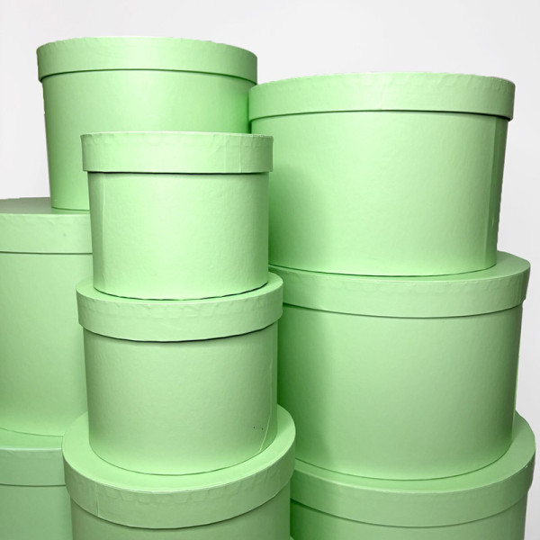 Набір круглих подарункових коробок “Classic Mono” салатового кольору