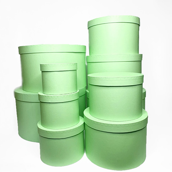 Набір круглих подарункових коробок “Classic Mono” салатового кольору