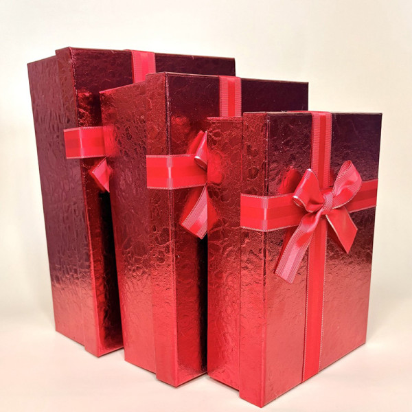 Подарункові коробки “Snake” набір з 3 шт червоного кольору (має брак)