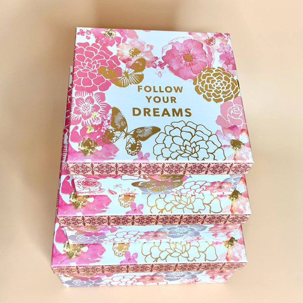 Подарункові коробки “Follow Your Dreams” набір із 3 шт рожевого кольору