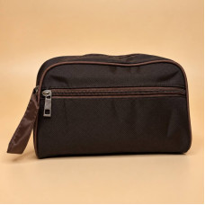 Дорожня косметичка-органайзер з кишенею та ручкою коричнева