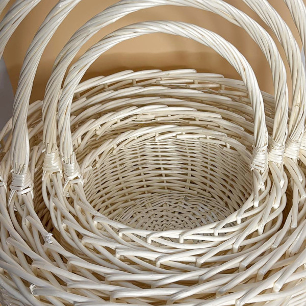 Набір круглих декоративних кошиків з 5 шт молочного кольору