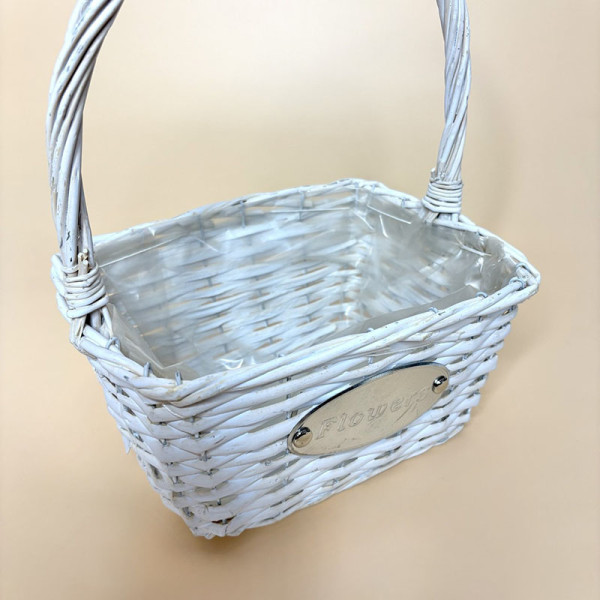 Кошик плетений " Flower" прямокутний сірий з ручкою та вкладкою