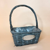 Кошик плетений " Flower" прямокутний сірий з ручкою та вкладкою