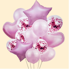 Набір кульок "Мікс" 14 шт рожевих