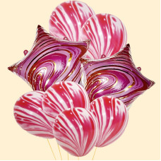 Набір кульок "Зірка" 8 шт мармур рожевий