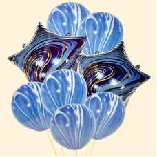 Набір кульок "Зірка" 8 шт мармур синій