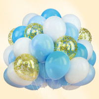 Набір повітряних кульок з конфетті "BonBon"  блакитного кольору з золотим