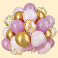 Набір повітряних кульок з конфетті "BonBon"  рожевий з золотом