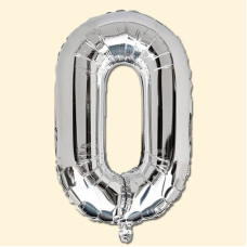 Фольгована кулька 32 (дюйми) срібного кольору, цифра 0 