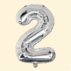 Фольгована кулька 32 (дюйми) срібного кольору, цифра 2
