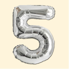 Фольгована кулька 32 (дюйми) срібного кольору, цифра 5