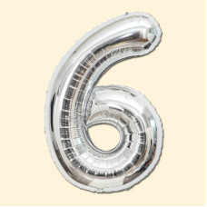 Фольгована кулька 32 (дюйми) срібного кольору, цифра 6