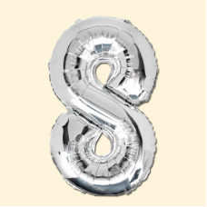 Фольгована кулька 32 (дюйми) срібного кольору, цифра 8