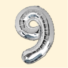 Фольгована кулька 32 (дюйми) срібного кольору, цифра 9