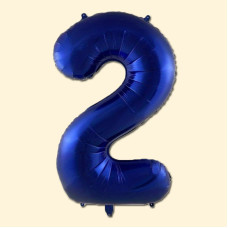 Фольгована кулька 32 (дюйми) синього кольору, цифра 2